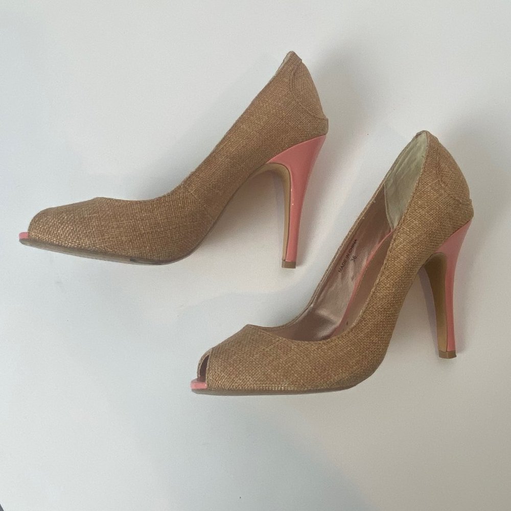 Costa Blanca Women's Nude/Pink Peep Toe Heels Size 6